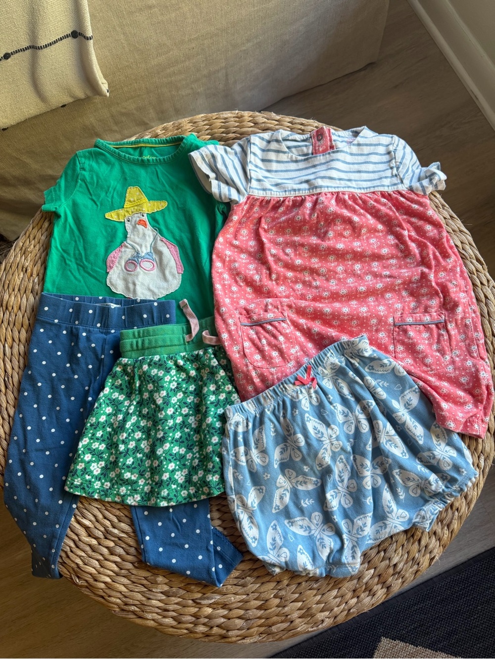 Mini Boden Green Top and Mixed Pattern Girls Outfit Set
